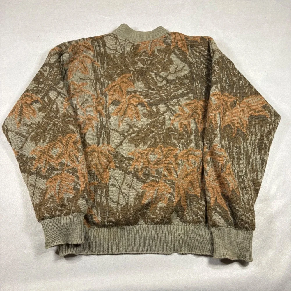 Cabelas Wool Gore Windstopper Lined Sweater Mens Large Camo Henley Made in USA